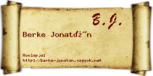 Berke Jonatán névjegykártya